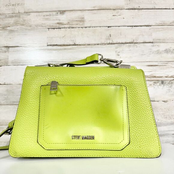 Steve Madden Women Green Leather Shoulder/ Hand Bag Foldable Flaps Snatched Look - Picture 1 of 6